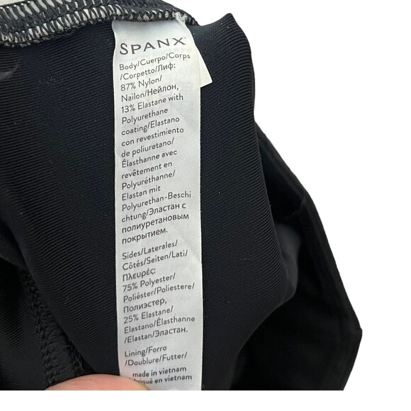 Spanx Faux Leather Black White Side Stripe Pull On Leggings Womens Size Small - Picture 10 of 12